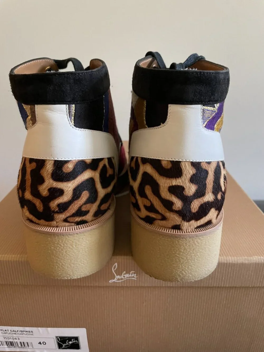 Men's Christian Louboutin size 8 1/2 or 41 1/2 pony hair multi colored rare boot